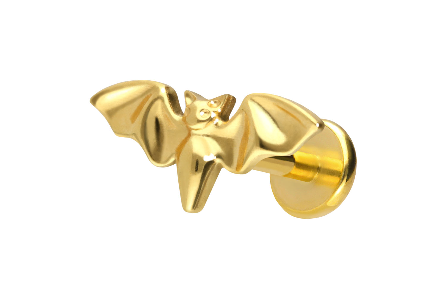 Titan Labret Piercing mit Push Fit FLEDERMAUS